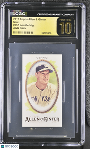 2017 Topps Allen & Ginter Lou Gehrig A&G Back Mini #257 CGC 10 Pristine Yankees