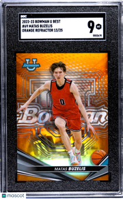 2022 Bowman University Best Matas Buzelis Orange Refractor 25 #69 SGC 9