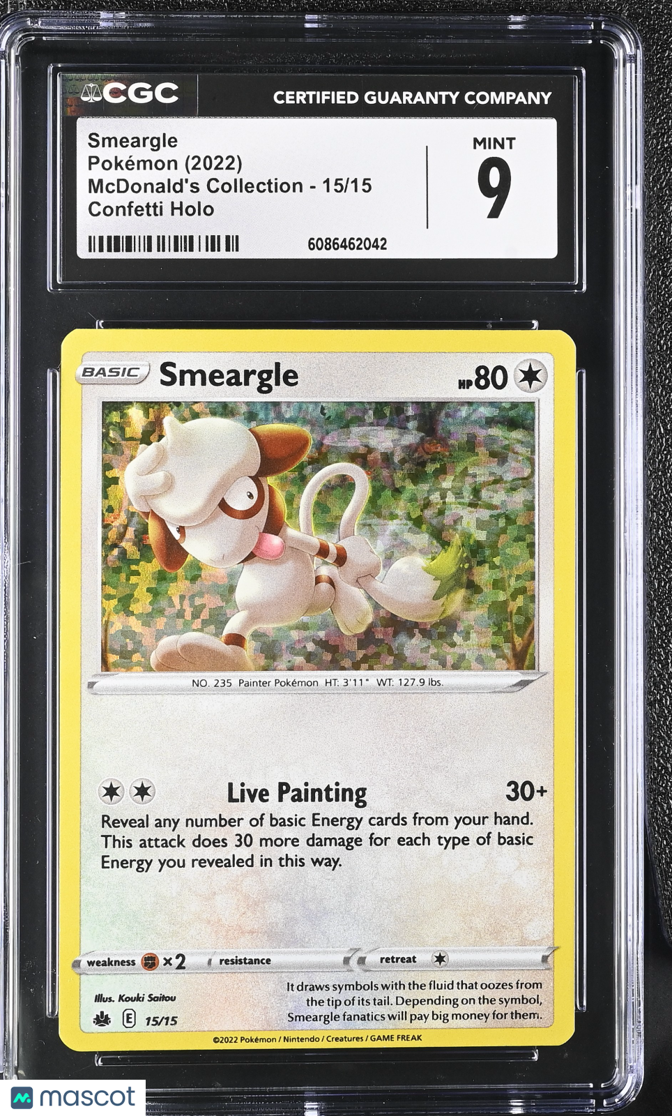 2022 Pokemon Mcdonald's Collection Smeargle Confetti Holo 15/15 CGC 9 #15/15