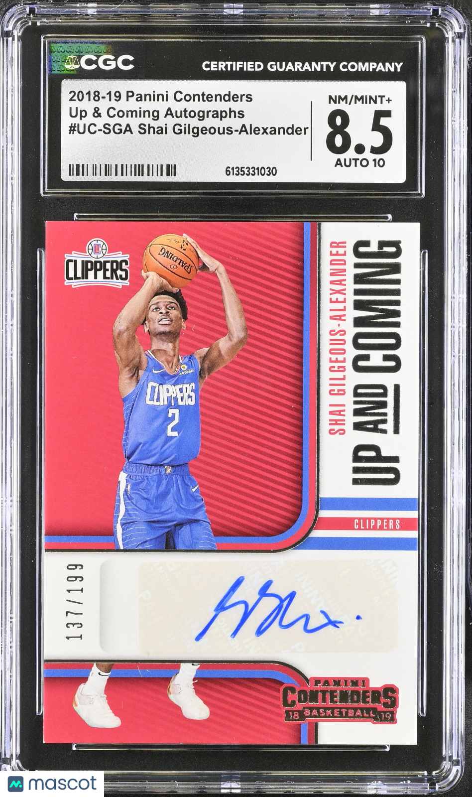 2018-19 Contenders Shai Gilgeous-Alexander /199 Rookie Up & Coming Auto CGC 8.5