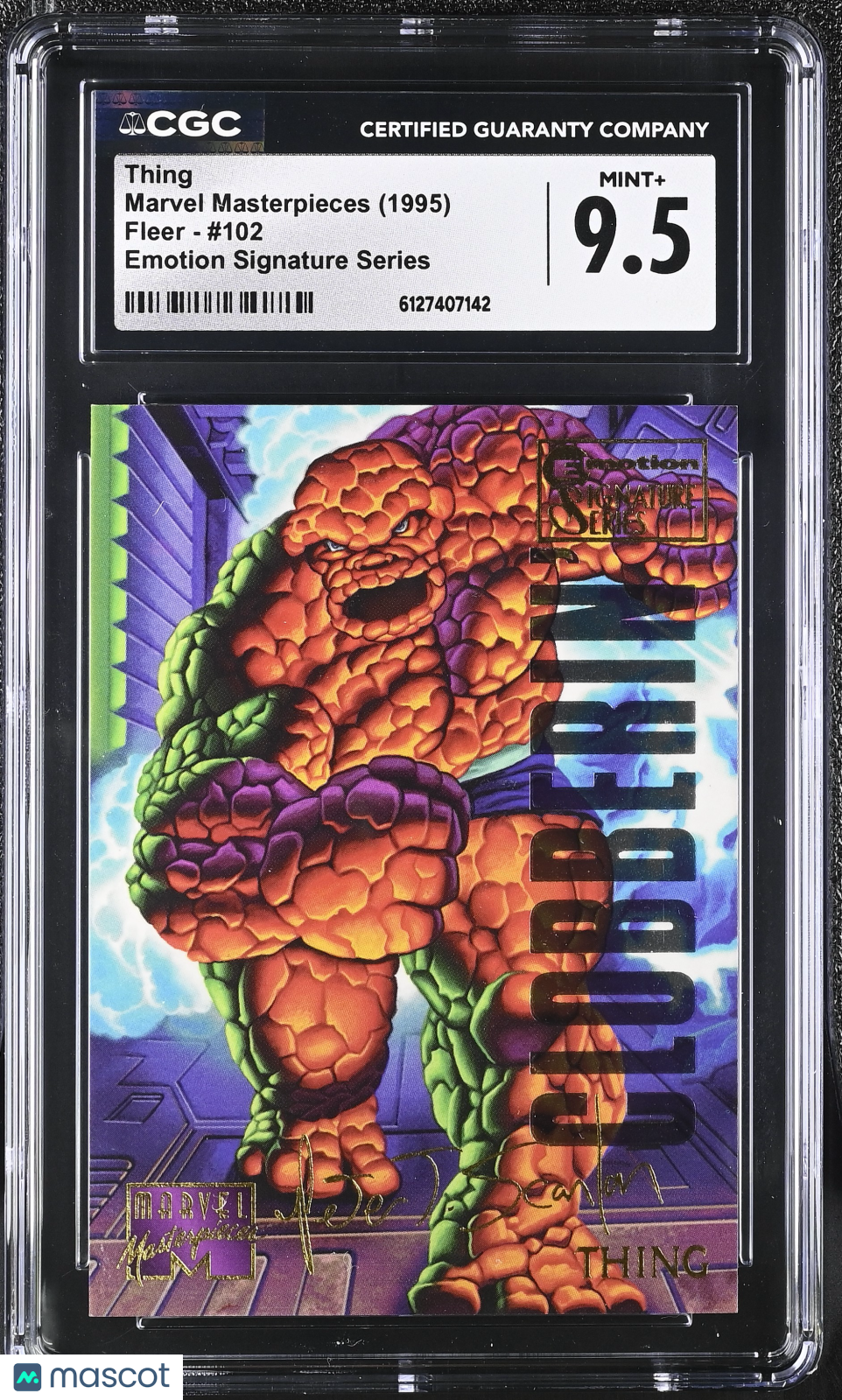 1995 Fleer Marvel Masterpieces Thing #102 Emotion Signature Series CGC 9.5
