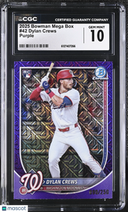 2025 Bowman Mega Box Dylan Crews Purple /250 Rookie #42 CGC 10 Nationals