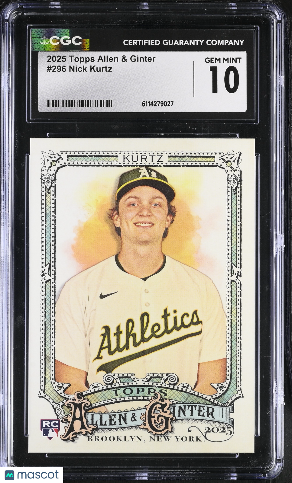 2025 Topps Allen & Ginter Nick Kurtz Rookie #296 CGC 10 Oakland Athletics