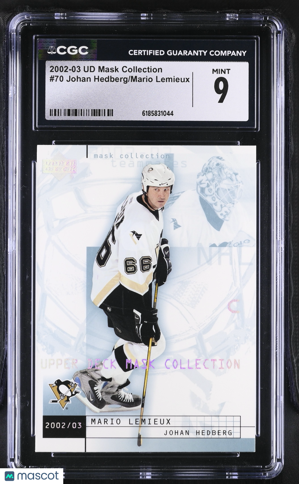 2002-03 UD Mask Collection Johan Hedberg/Mario Lemieux #70 CGC 9 Penguins