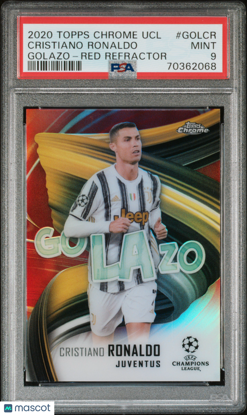 2020 Topps Chrome UEFA Golazo Cristiano Ronaldo Red /10 #GOLCR PSA 9 Juventus
