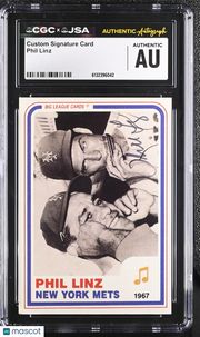 Custom Card Signature Card Phil Linz Auto Autograph CGC Authentic JSA Mets