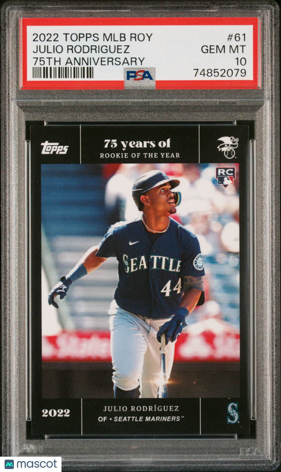 2022 Topps Rookie Of The Year 75th Julio Rodriguez Rookie #61 PSA 10 Mariners
