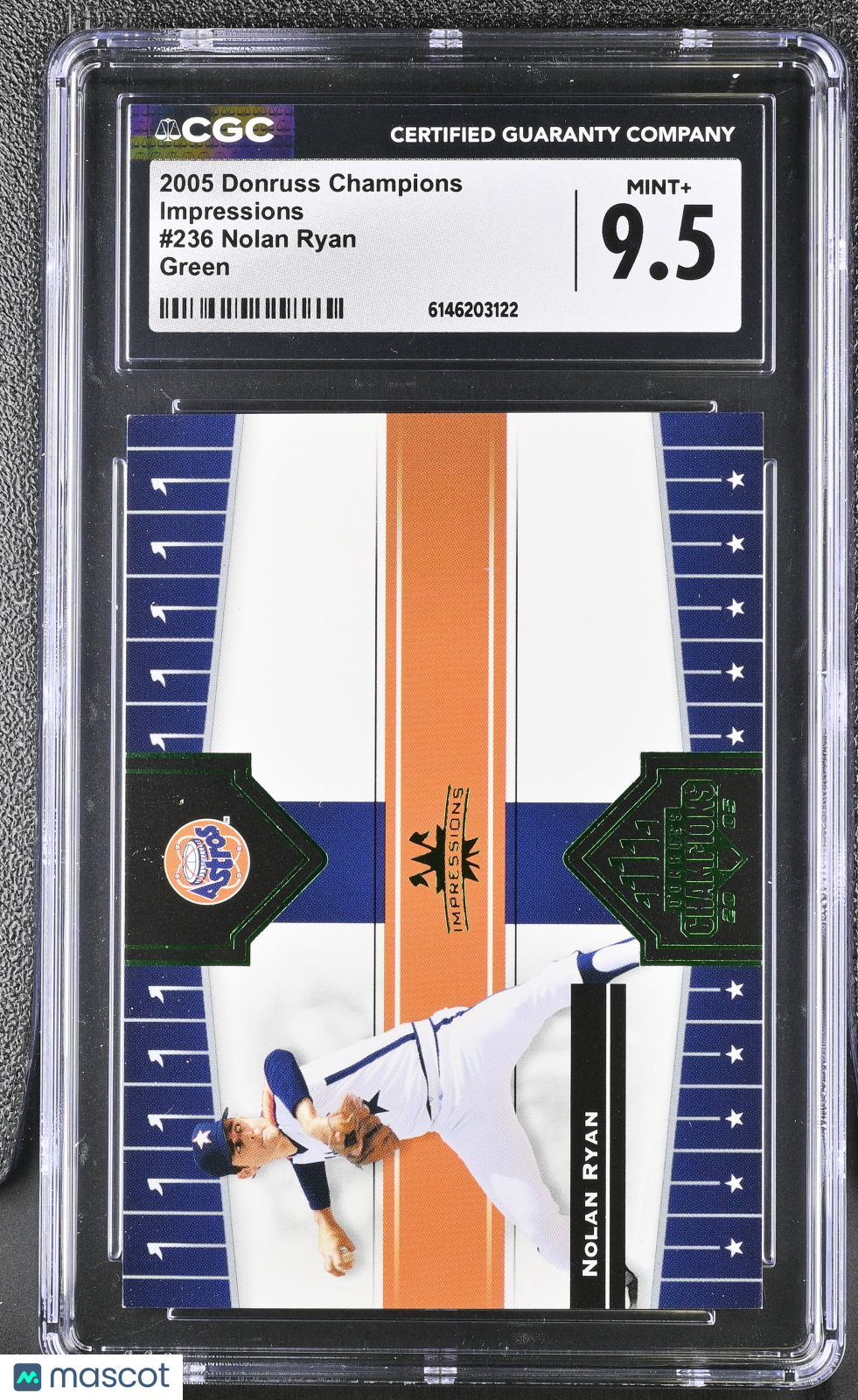 2005 Donruss Champions Nolan Ryan Green Impressions #236 CGC 9.5 Houston Astros