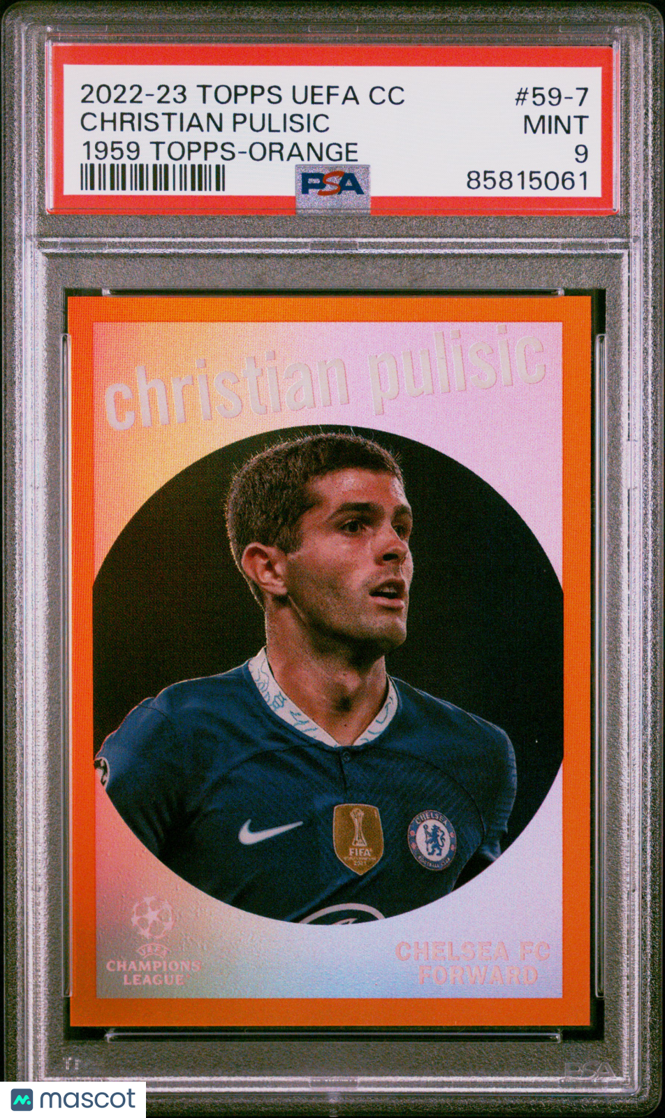 2022 Topps UEFA 1959 Topps Christian Pulisic Orange /25 #59-7 PSA 9 Chelsea