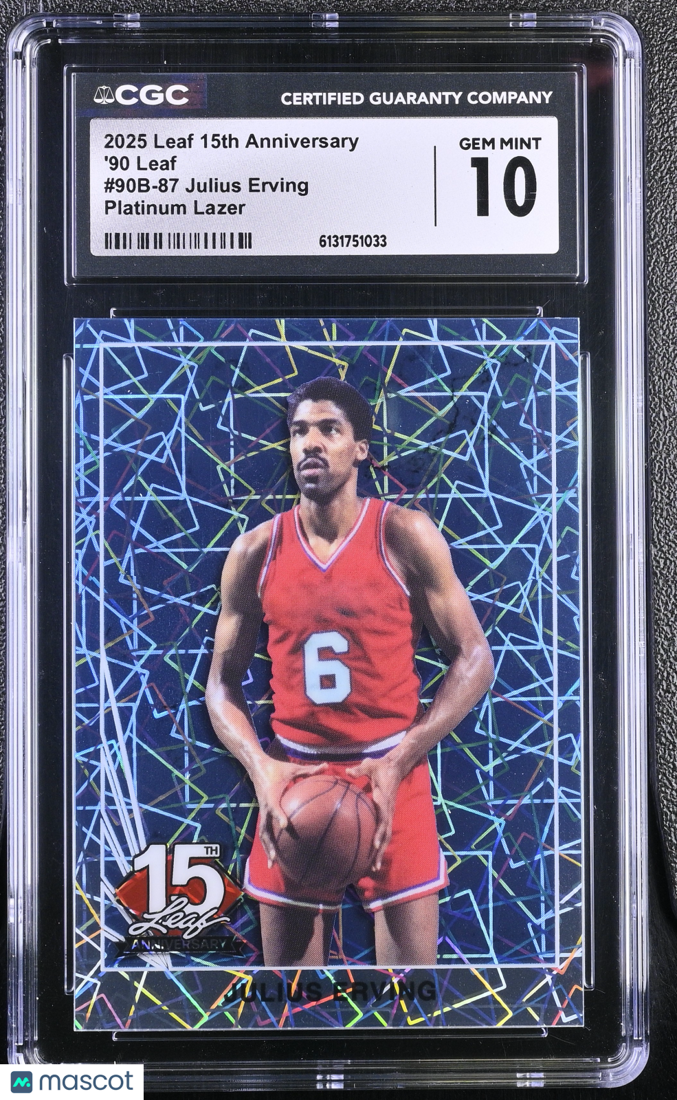 2025 Leaf 15th Anniversary Julius Erving Platinum Lazer /5 #90B-87 CGC 10 76ers