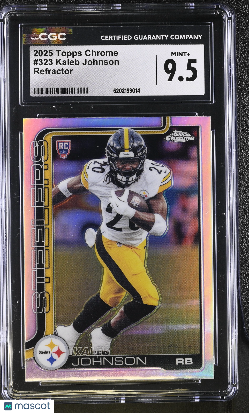 2025 Topps Chrome Kaleb Johnson Refractor Rookie #323 CGC 9.5 Steelers