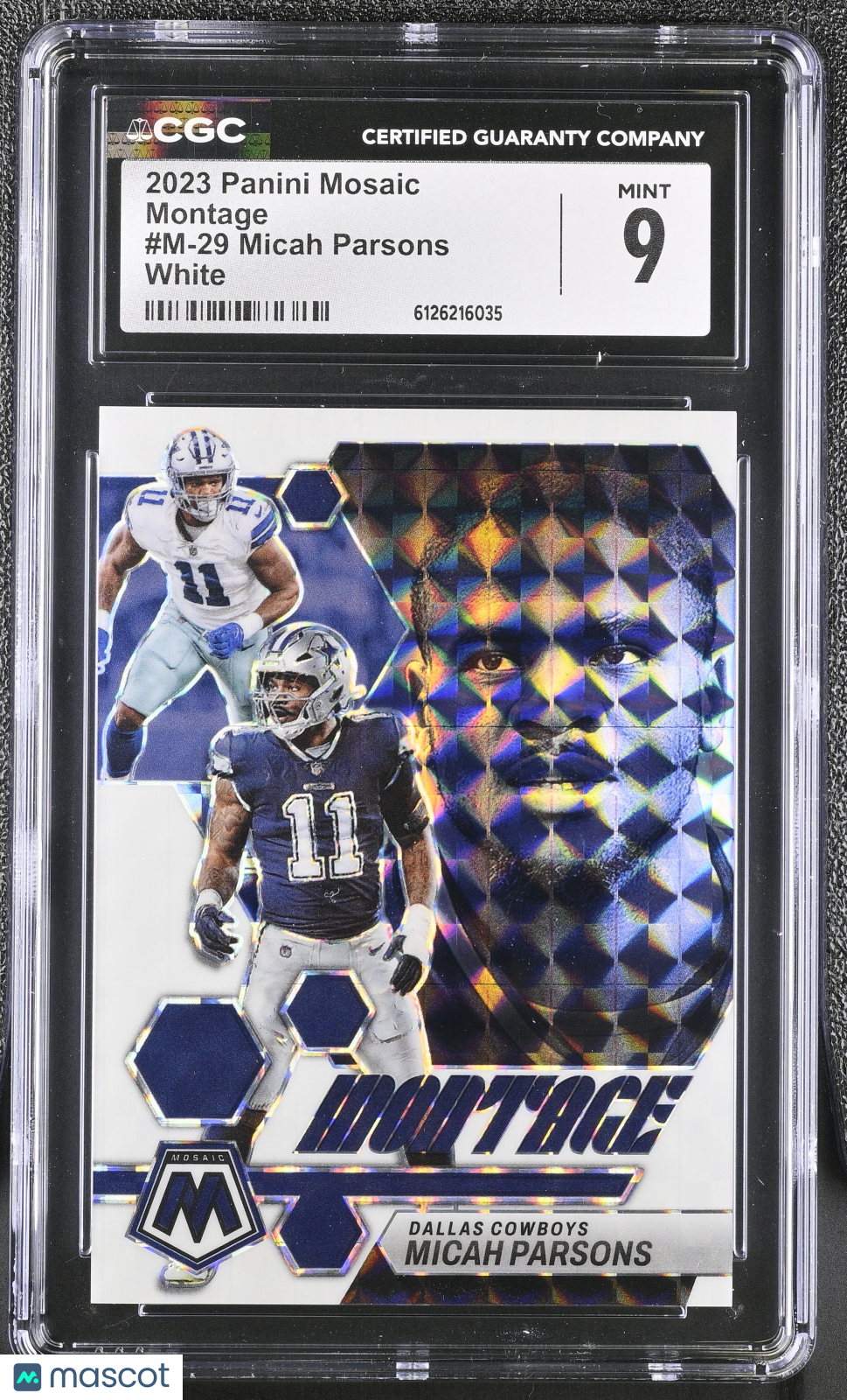 2023 Panini Mosaic Micah Parsons White /25 Montage #M-29 CGC 9 Dallas Cowboys