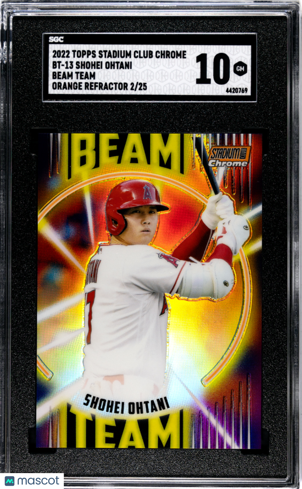 2022 Topps Stadium Club Chrome Shohei Ohtani Beam Team Orange /25 #BT-13 SGC 10