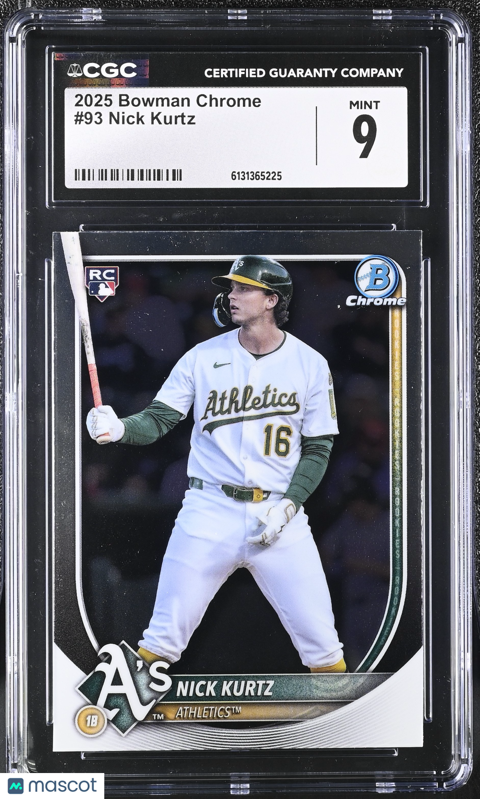 2025 Bowman Chrome Nick Kurtz Rookie #93 CGC 9 Oakland Athletics