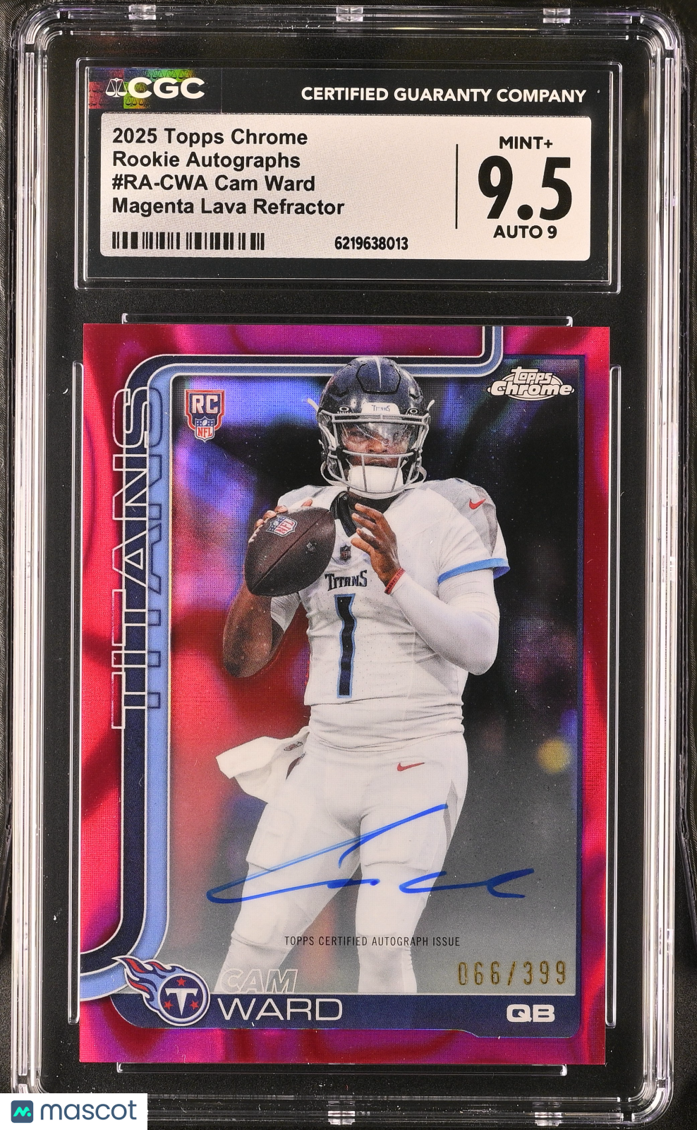 2025 Topps Chrome Cam Ward Magenta Lava Refractor /399 Rookie Auto CGC 9.5 Titan