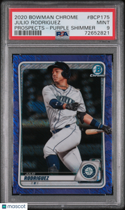 2020 Bowman Chrome Julio Rodriguez Purple Shimmer Rookie #BCP175 PSA 9 Mariners
