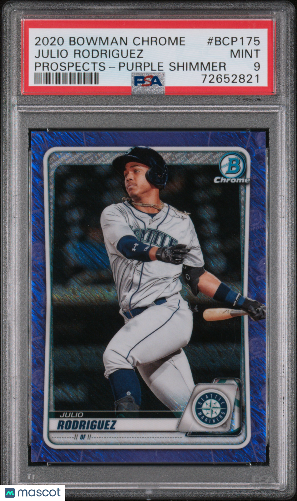 2020 Bowman Chrome Julio Rodriguez Purple Shimmer Rookie #BCP175 PSA 9 Mariners
