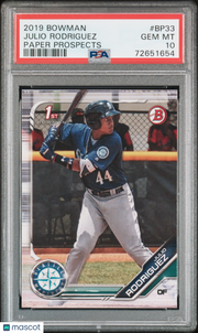 2019 Bowman Paper Prospects Julio Rodriguez Rookie #BP33 PSA 10 Seattle Mariners