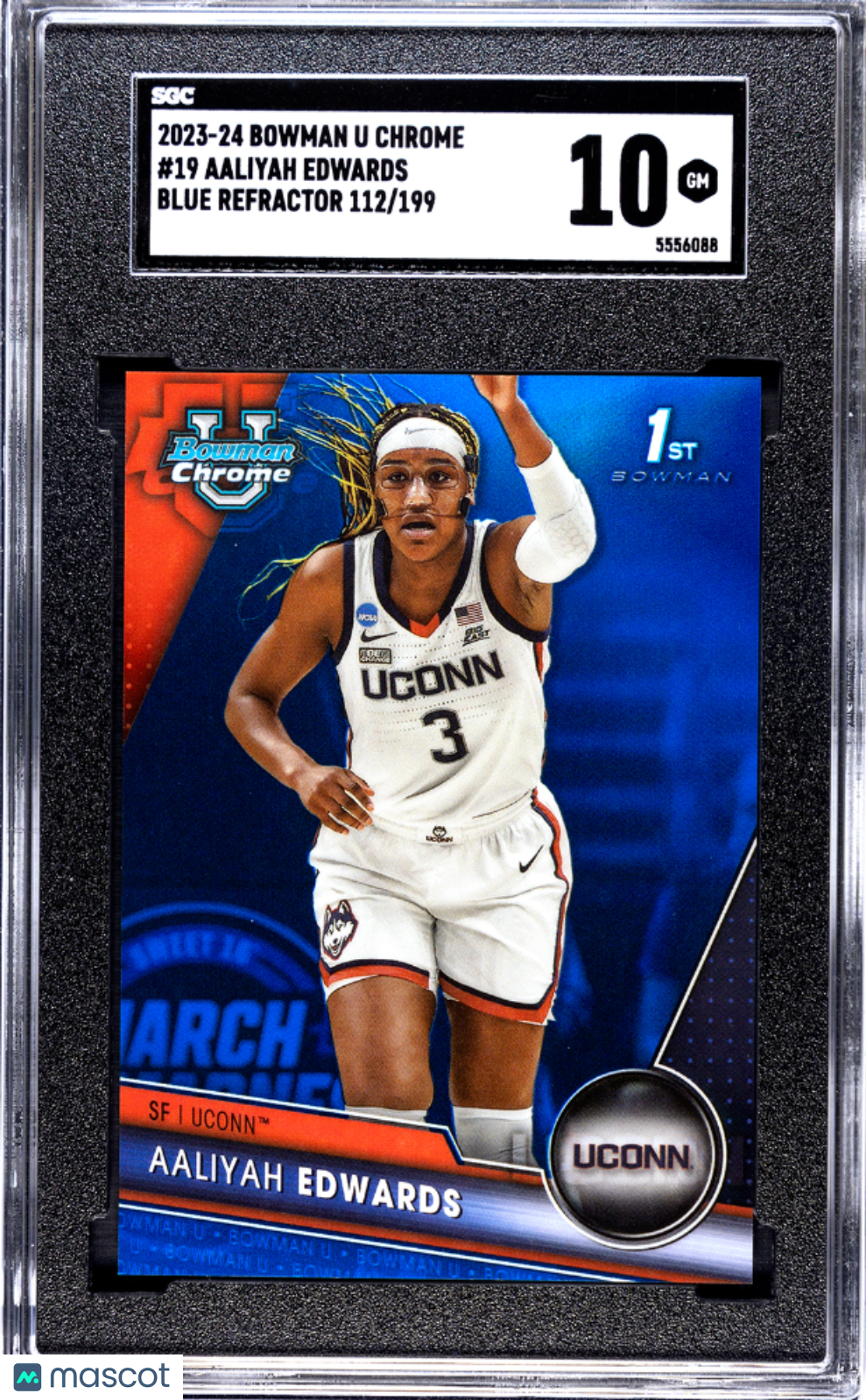 2023 Bowman U Chrome Aaliyah Edwards Blue Refractor /199 Rookie #19 SGC 10 UConn