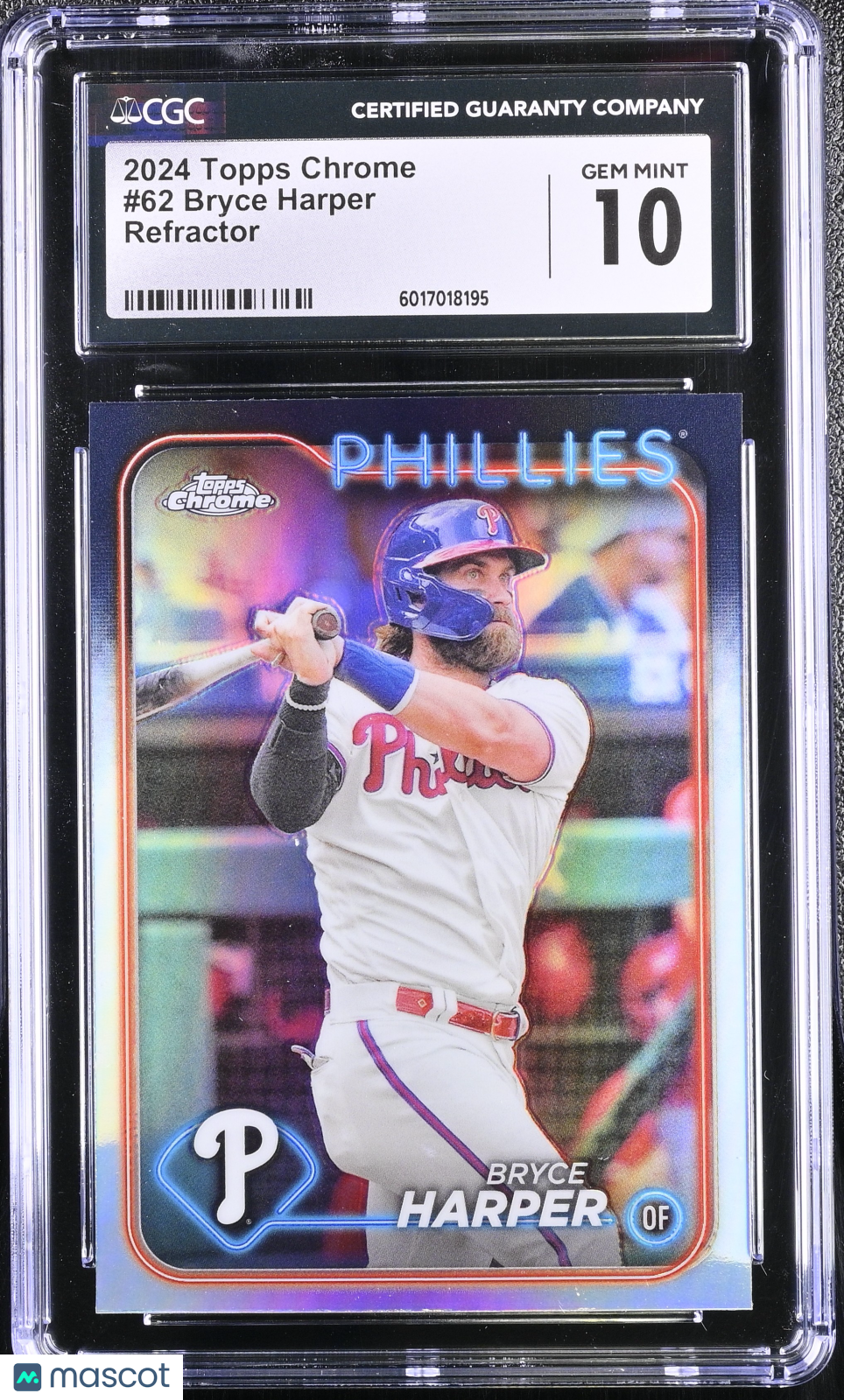 2024 Topps Chrome Bryce Harper Refractor #62 CGC 10 Philadelphia Phillies