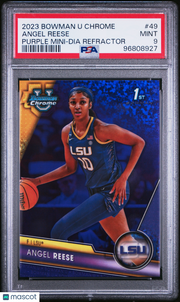 2023 Bowman University Chrome Angel Reese Purple Diamond /399 Rookie PSA 9 LSU