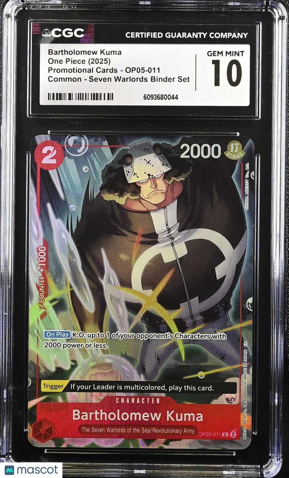 2025 One Piece Seven Warlords Binder Set Bartholomew Kuma CGC 10 #OP05-011