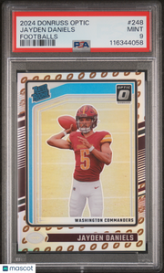 2024 Panini Donruss Optic Jayden Daniels Footballs /16 Rookie PSA 9 Commanders