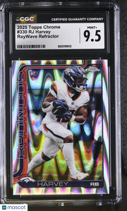 2025 Topps Chrome RJ Harvey RayWave Refractor Rookie #330 CGC 9.5 Denver Broncos