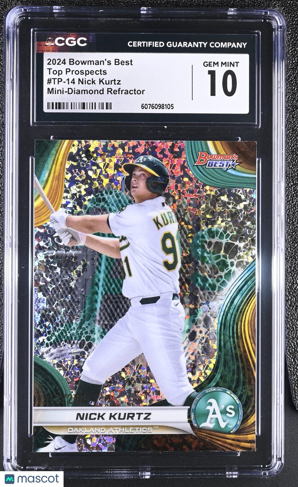 2024 Best Nick Kurtz Mini-Diamond Refractor /299 Rookie Prospects #TP-14 CGC 10