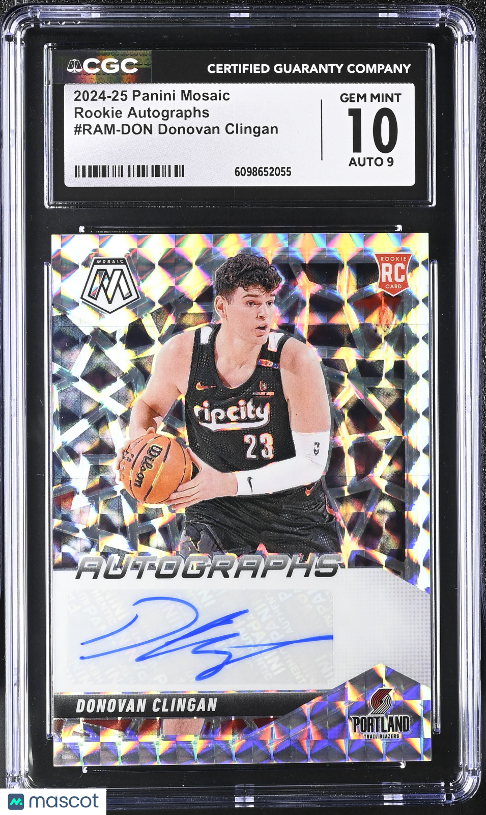 2024-25 Panini Mosaic Donovan Clingan Rookie Auto #RAM-DON CGC 10 Trail Blazers