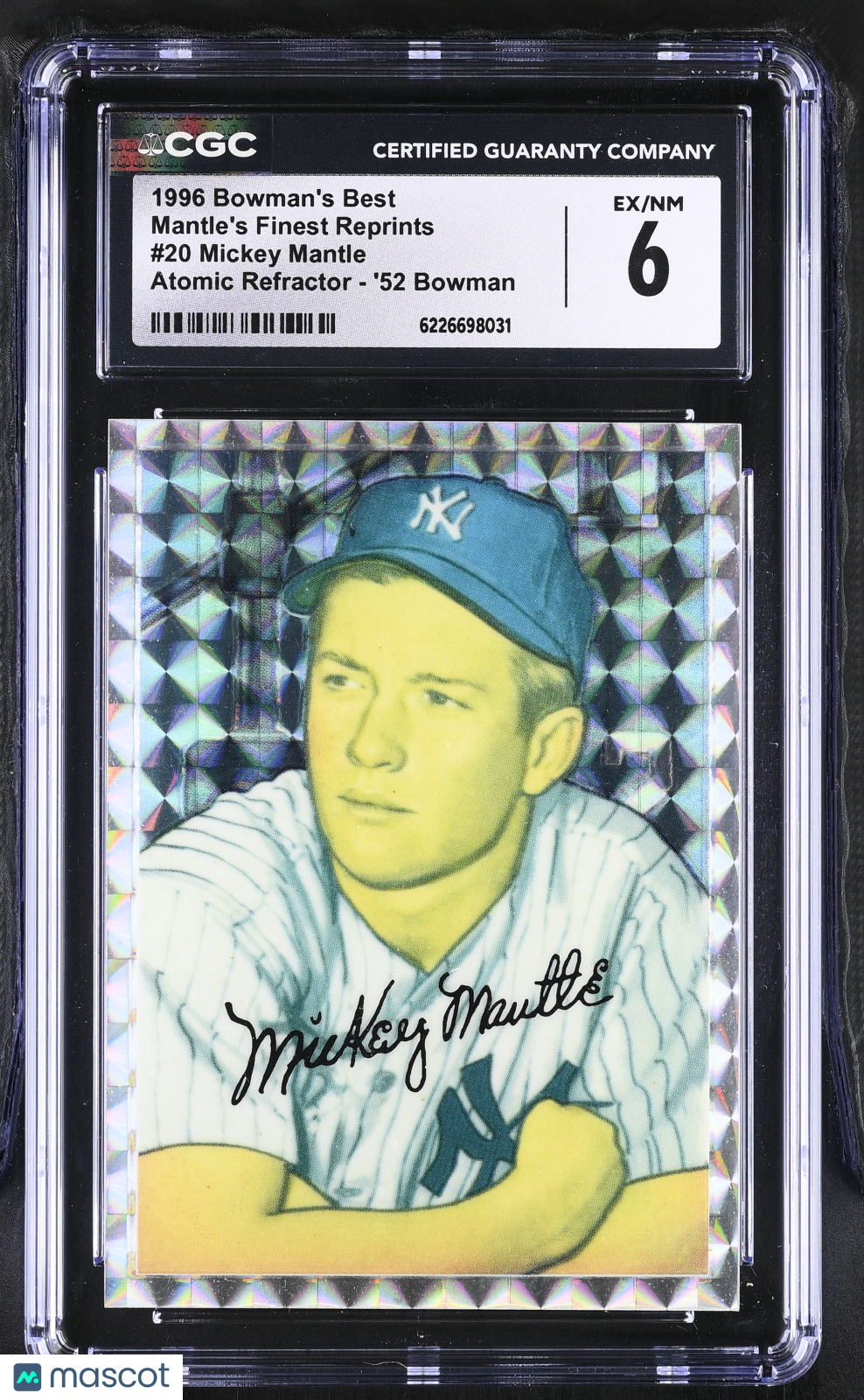 1996 Best Mickey Mantle Atomic Refractor-'52 Bowman Finest Reprints #20 CGC 6