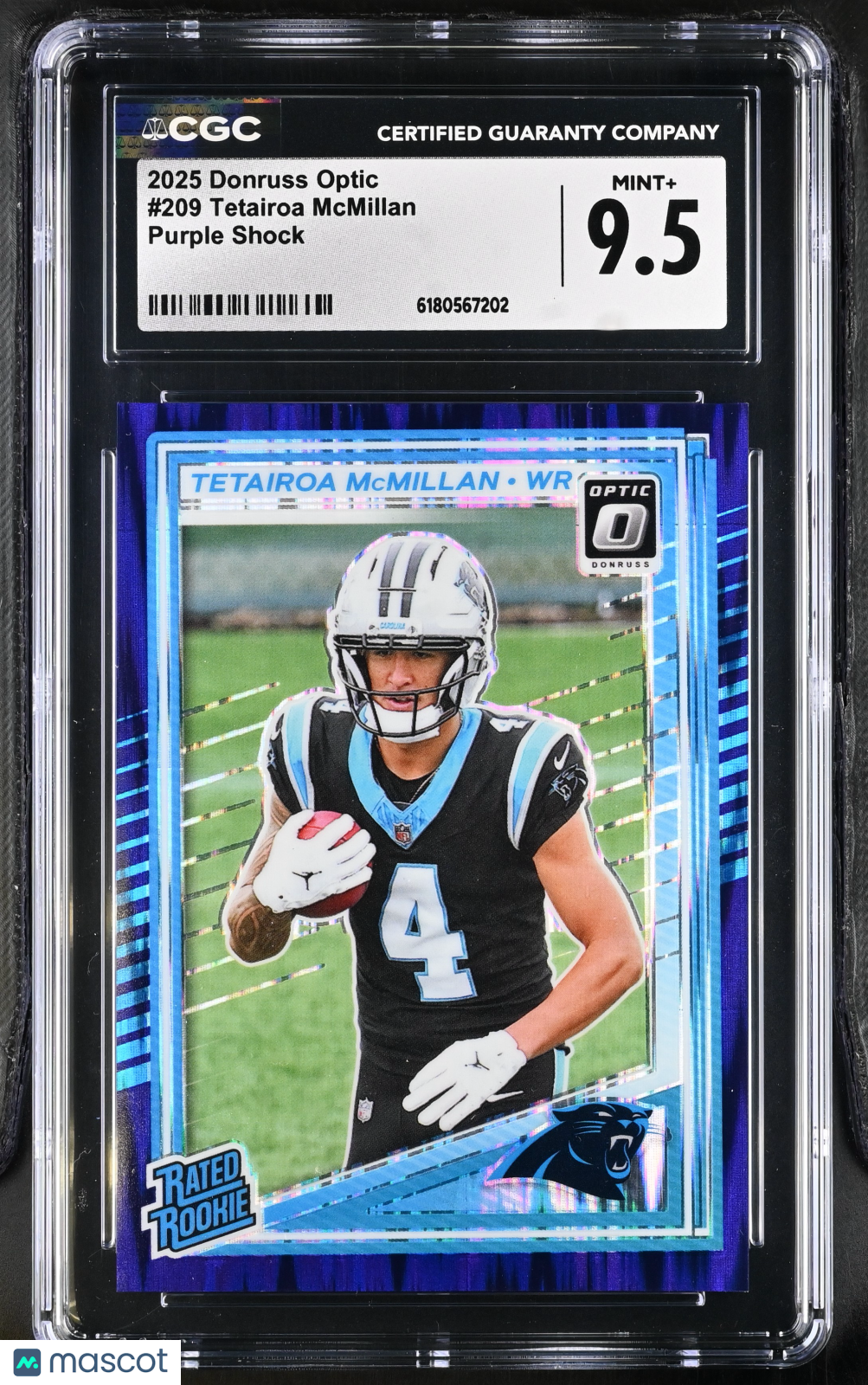 2025 Donruss Optic Tetairoa McMillan Purple Shock Rookie #209 CGC 9.5 Panthers