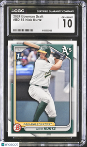 2024 Bowman Draft Nick Kurtz Rookie #BD-56 CGC 10 Oakland Athletics