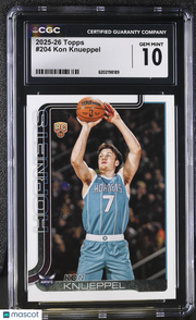 2025-26 Topps Kon Knueppel Rookie #204 CGC 10 Charlotte Hornets