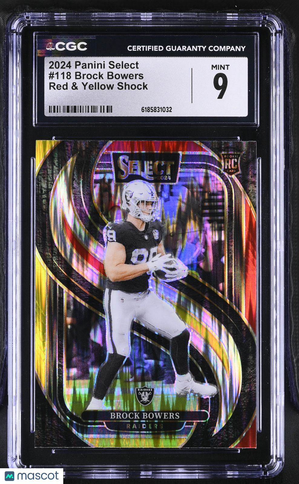 2024 Panini Select Brock Bowers Red & Yellow Shock Rookie #118 CGC 9 Raiders