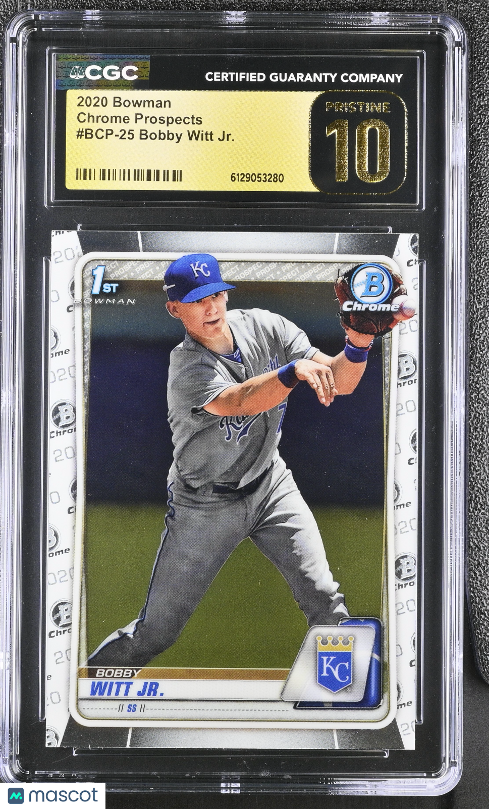 2020 Bowman Bobby Witt Jr. Rookie Chrome Prospects BCP-25 CGC 10 Pristine Royals