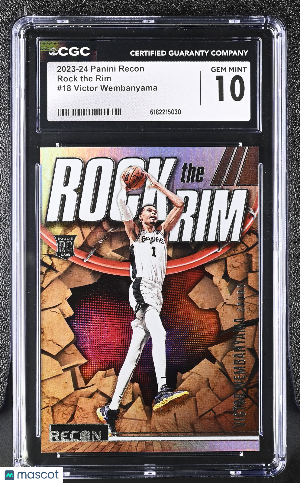 2023-24 Panini Recon Victor Wembanyama Rookie Rock the Rim #18 CGC 10 Spurs