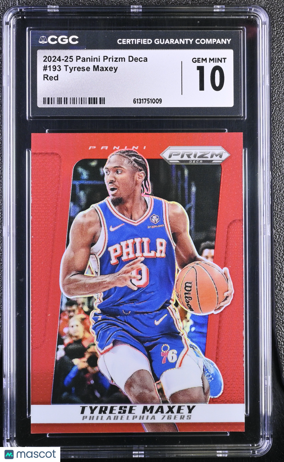 2024-25 Panini Prizm Deca Tyrese Maxey Red /199 #193 CGC 10 Philadelphia 76ers