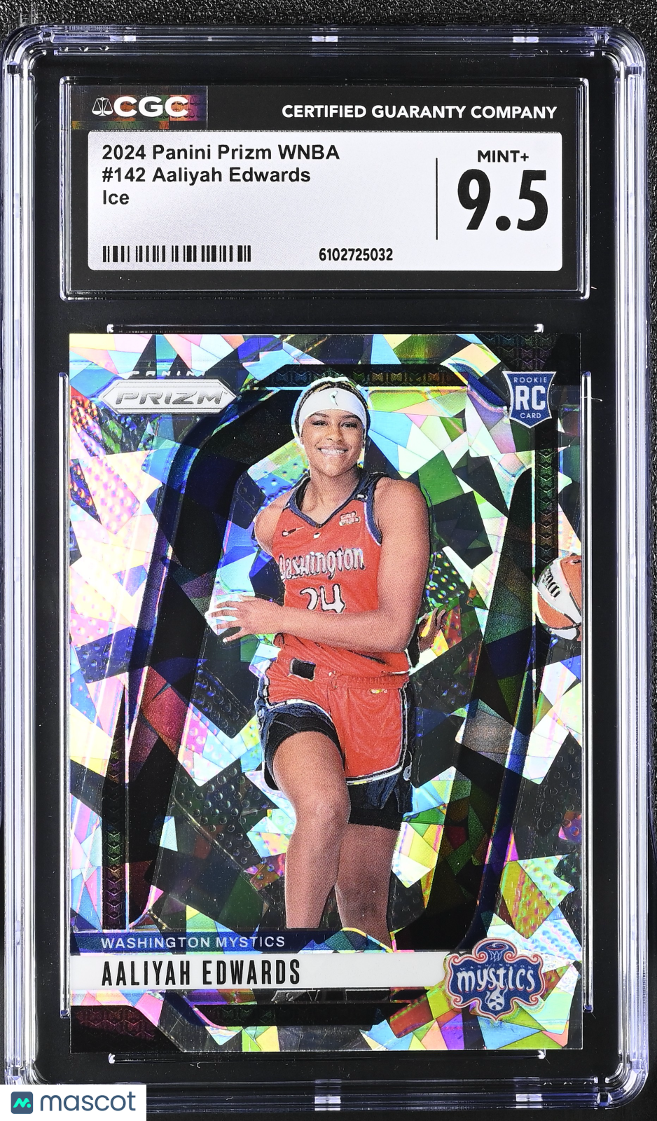 2024 Panini Prizm WNBA Aaliyah Edwards Ice Rookie #142 CGC 9.5 Mystics
