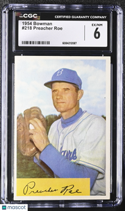 1954 Bowman Preacher Roe #218 CGC 6 Brooklyn Dodgers