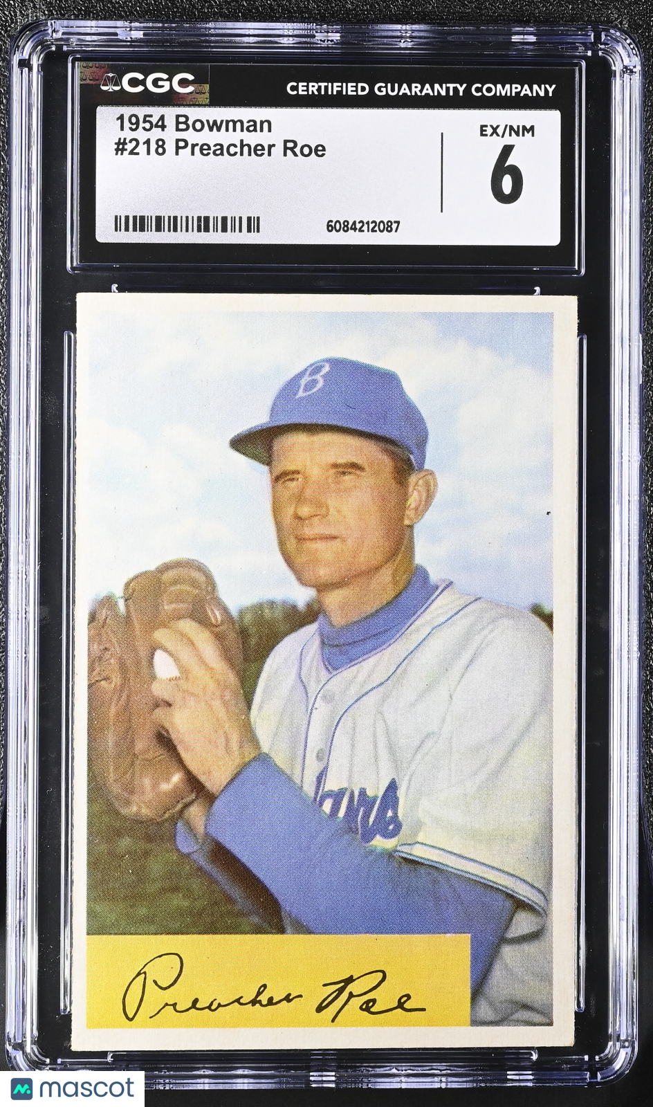 1954 Bowman Preacher Roe #218 CGC 6 Brooklyn Dodgers