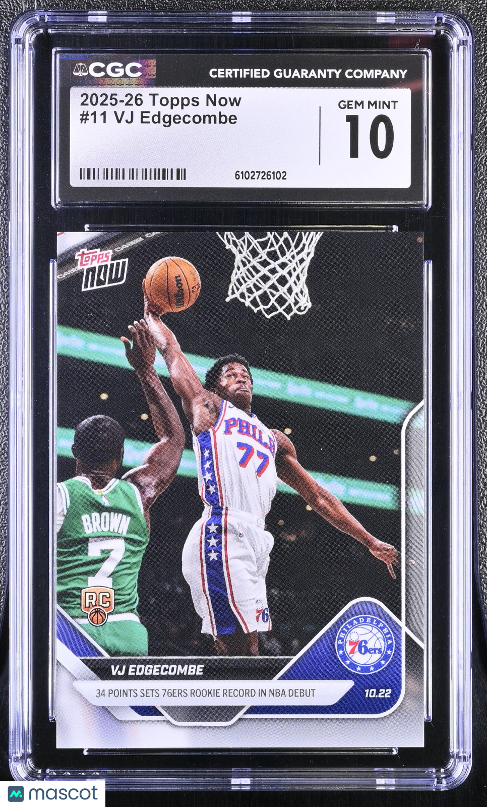 2025-26 Topps Now VJ Edgecombe Rookie #11 CGC 10 Philadelphia 76ers
