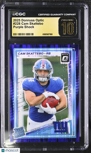 2025 Donruss Optic Cam Skattebo Purple Shock Rookie #228 CGC 10 Pristine Giants