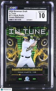 2024 Bowman Draft Nick Kurtz Green Refractor /99 Rookie In Tune #IT-3 CGC 10
