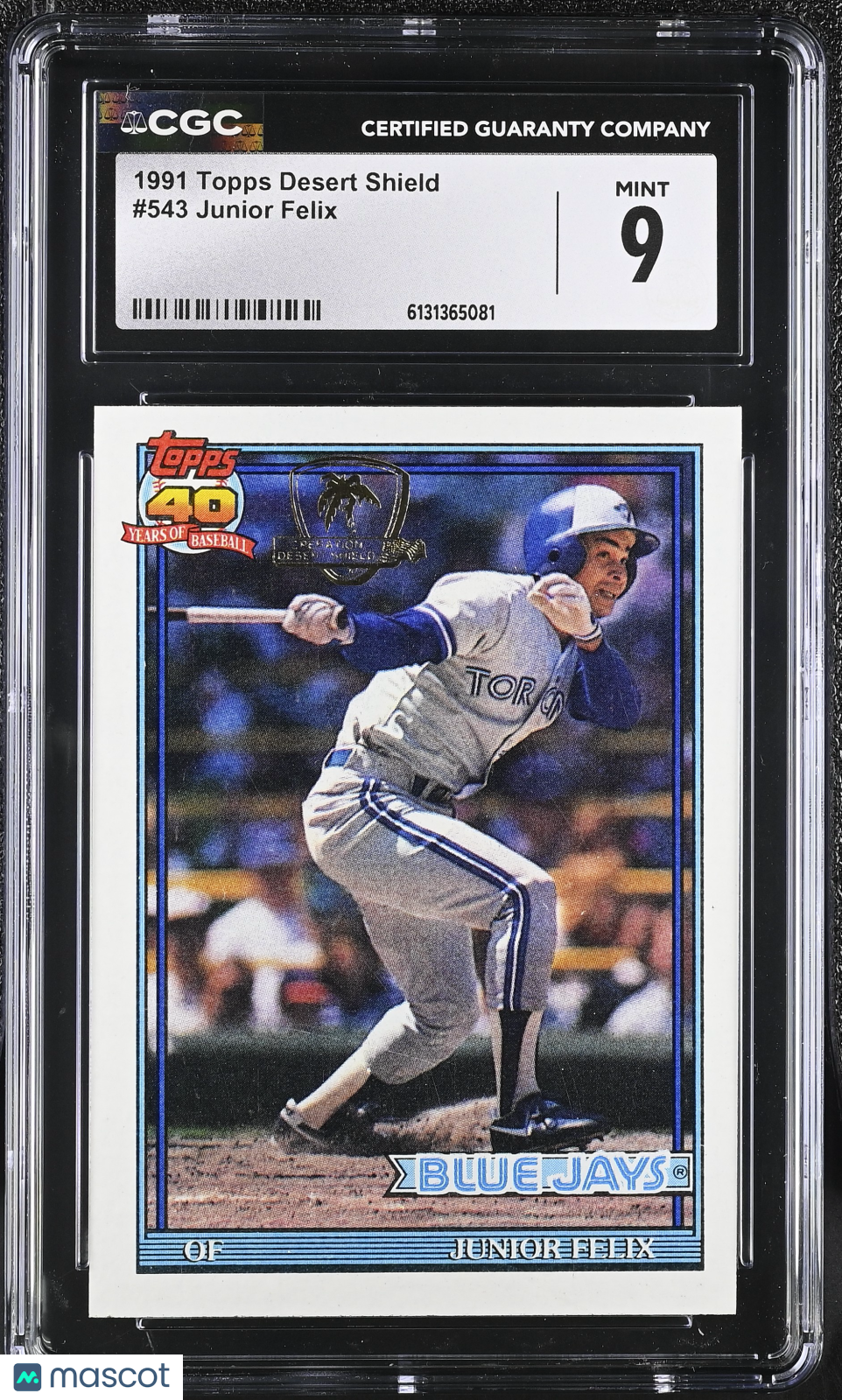 1991 Topps Desert Shield Junior Felix #543 CGC 9 Toronto Blue Jays