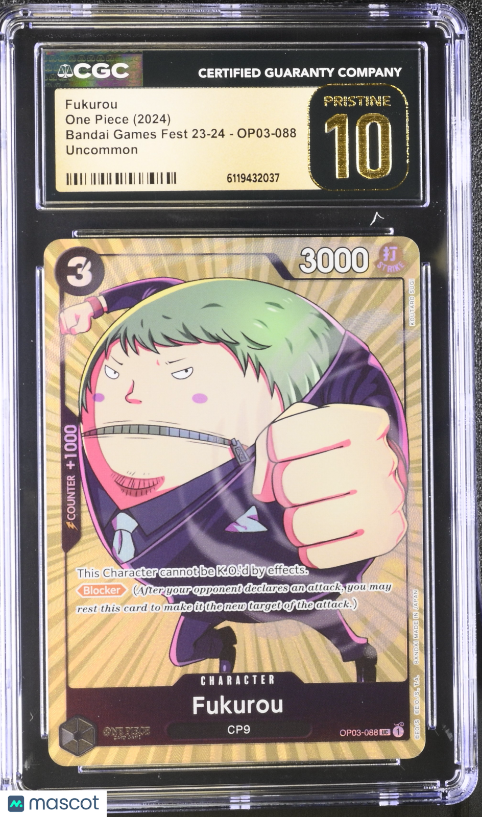 2024 One Piece Bandai Games Fest 23-24 Fukurou CGC 10 #OP03-088