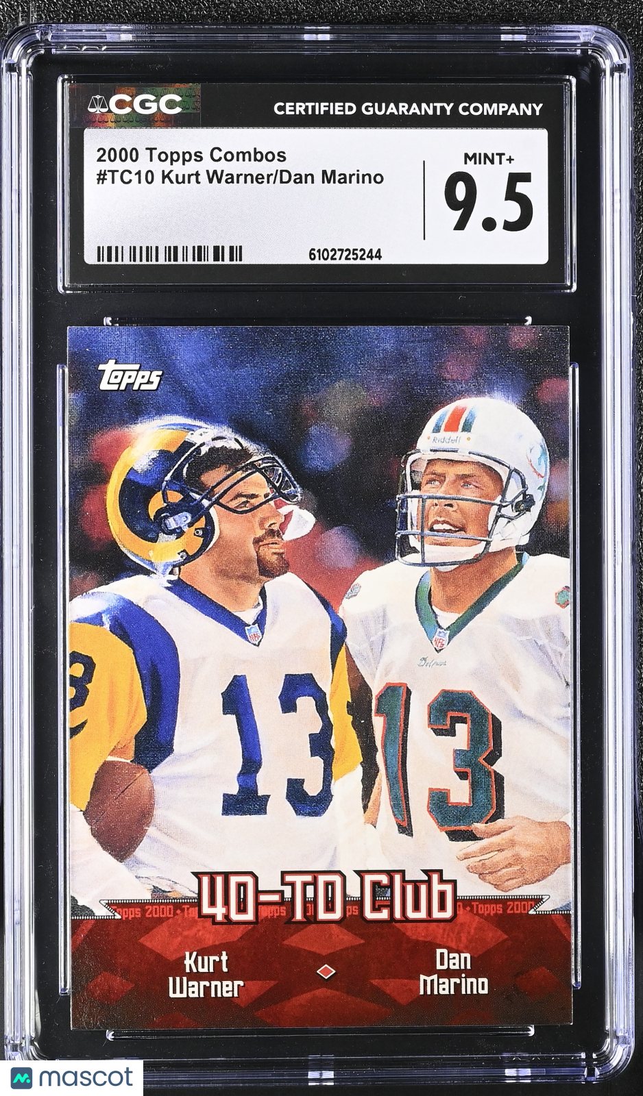 2000 Topps Combos Kurt Warner/Dan Marino #TC10 CGC 9.5