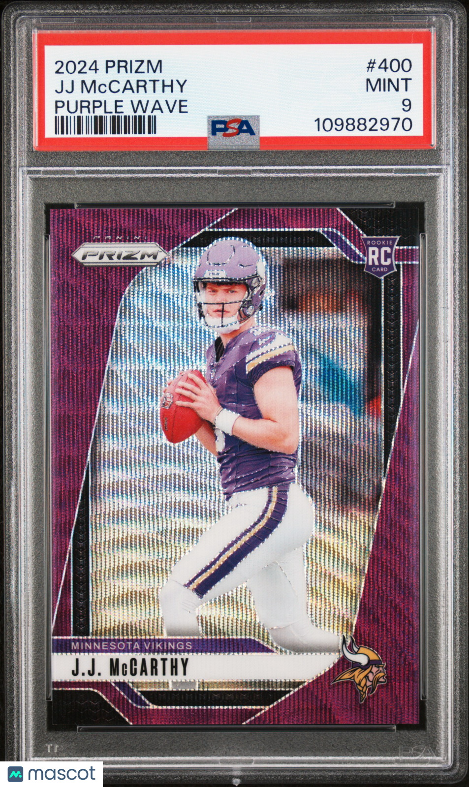 2024 Panini Prizm JJ Mccarthy Purple Wave /99 Rookie #400 PSA 9 Vikings