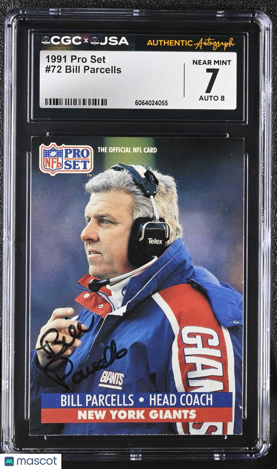 1991 Pro Set Bill Parcells Auto Autograph #72 CGC 7 JSA Buffalo Bills