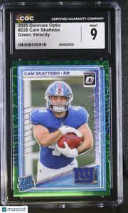 2025 Donruss Optic Cam Skattebo Green Velocity Rookie #228 CGC 9 New York Giants